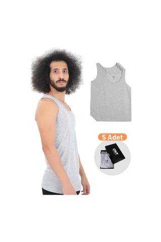Cnt Erkek Atlet Pamuklu Basic 5'li Premium Paket Gri Melanj Gri Melanj