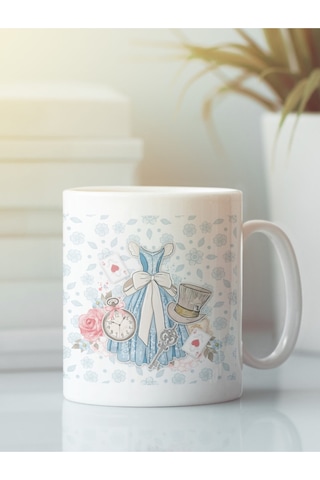 Beyaz Kupa Bardak Alice Harikalar Diyarı