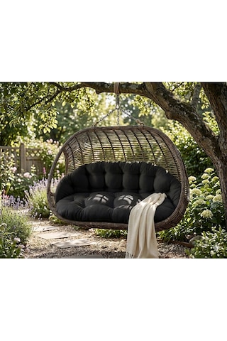 Çift Kişilik Salıncak Minderi Sadece Minder 60x120 Cm Oturma Siyah