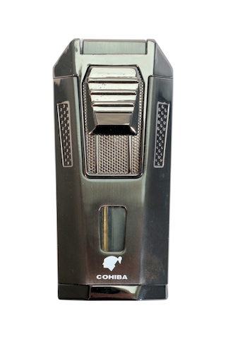 Cohiba Çift Torch Pürmüz Delicili Gunmetal Metal Puro Çakmağı - Tr9474