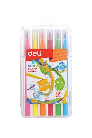 Deli Fırça Uçlu Kalem Seti - 12 Renk