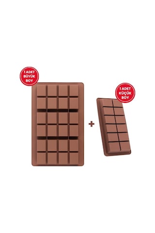 Dubai Çikolatası Kalıbı Silikon Çikolata Kalıbı 1 Büyük 1 Küçük 2'li Set Kahverengi