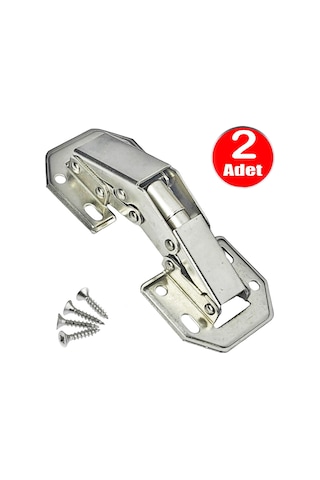 Tassız Deliksiz Menteşe 90 Yuvasız Mobilya Dolap Kapak Menteşesi -2 Adet