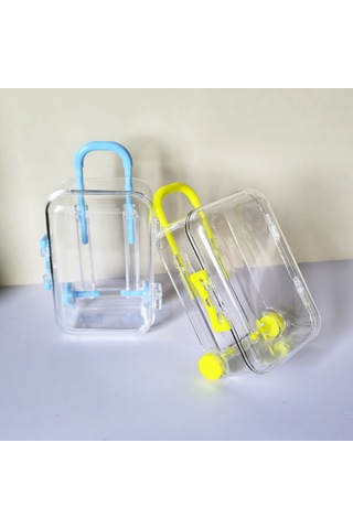 Kangvka Mini Valiz Desenli Masaüstü Organizer - Şeffaf Siyah 5x3.8x7.5cm - Küçük Aksesuar Ve Eşya Saklama Kutusu Çok Renkli