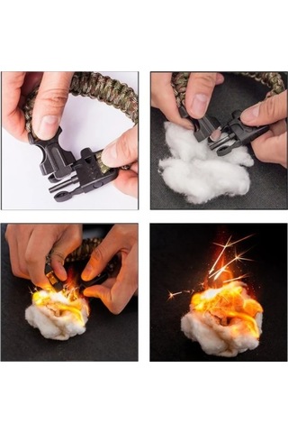 Çok Amaçlı Hayatta Kalma Bilekliği Siyah