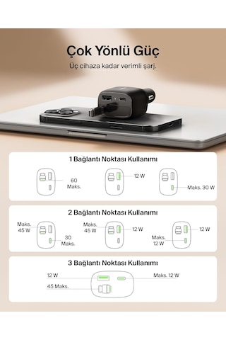 Belkin Usb-c Araç Şarj Cihazı, 75 W, 75 Cm Geri Çekilebilir Usb-c