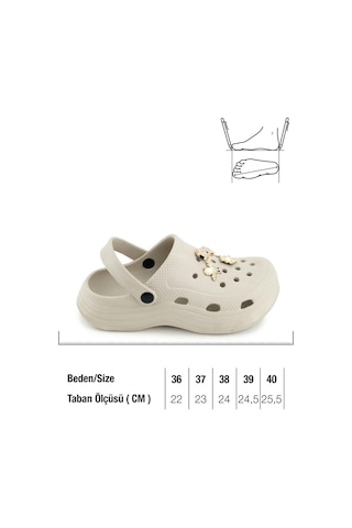 Gezer Kadın Yazlık Eva Islak Zemine Uygun Ev Bahçe Banyo Havuz Terlik Sandalet Bej