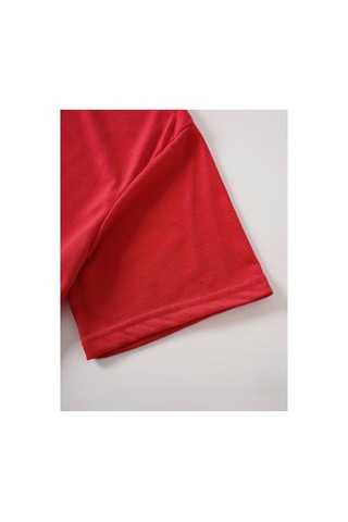 Herkesemoda Çiçek Baskı Detaylı Basic T-shirt Kırmızı
