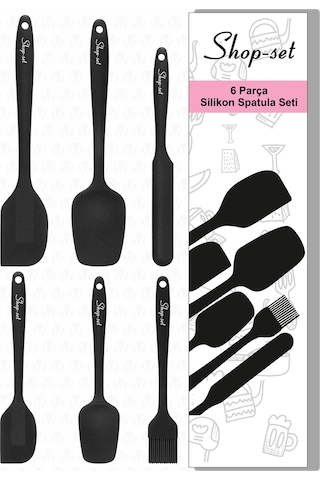 Isıya Dayanıklı Yanmaz Yapışmaz Silikon Spatula Seti 6'lı Siyah
