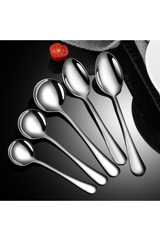 Mufunye 410 Çelik Malzeme 5 Numara Uçlu Kaşık - Bal, Kahve Karıştırma Ve Tatlı Servisi İçin Pratik Ev Gereci Diğer