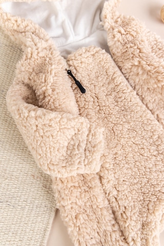 Kapüşonlu Ayıcık Fiğürlü Welsoft Peluş Kışlık Kız/erkek Bebek Tulum Bej