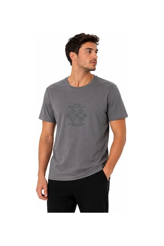 Tommy Life Erkek Koyu Gri Bisiklet Yaka Tshirt