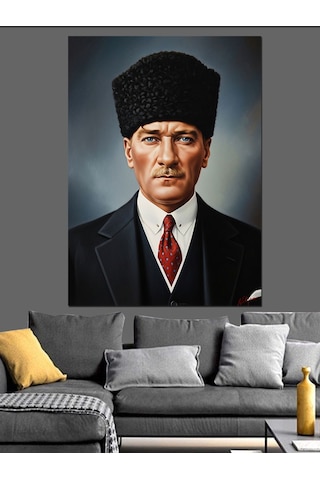 Mustafa Kemal Atatürk'ün Portresi Dekoratif Kanvas - Mdf Ahşap Tablo