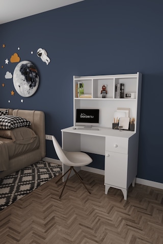 Df09107 Çekmeceli Kapaklı Kitaplıklı Çalışma Masası Beyaz