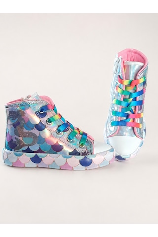Mermaid Fermuarlı Hologram Kız Çocuk Sneakers Gri