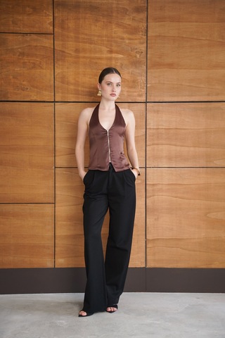Verymoda Fermuarlı Saten Yelek Vmd2952 Kahve