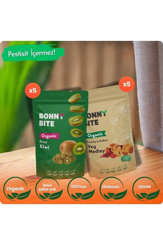 Organik Kurutulmuş Kivi & Çıtır Sebze Kapya Biber, Cherry Domates, Soğan 10'lu Paket Diğer