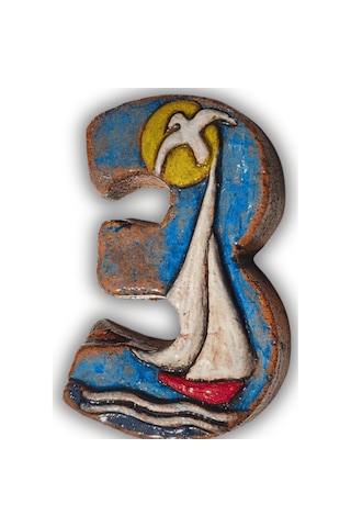 El Yapımı Deniz Temalı Seramik Kapı No.3 - 8x13 Cm - Akdeniz/ege Ruhu - Dekoratif Ev, Villa, Site Girişi, Dış Mekan Ve Apartman Girişi -