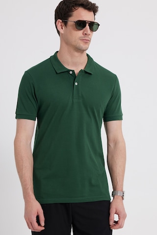 Tudors Erkek Slim Fit Dar Kesim %100 Pamuk Kısa Kollu Polo Yaka Haki Tişört-46212
