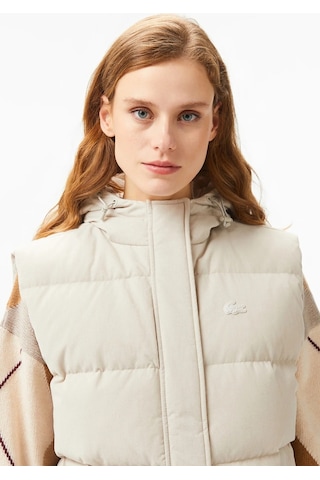 Lacoste Down Fill Water Resistant Womens Vest Kadın Su İtici Sabit Kapüşonlu Kaz Tüyü Yelek Taş Taş Rengi