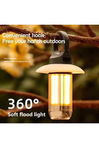 Led Şarj Edilebilir El Feneri Kamp Feneri 5 Mod Süper Parlak Beyaz - Gri