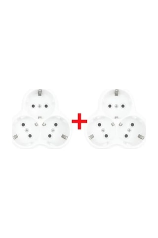 2 Adet 3'lü Topraklı Priz Çoklayıcı, 16a, 250v, 3600w, Isıya Dayanıklı Tasarım 0