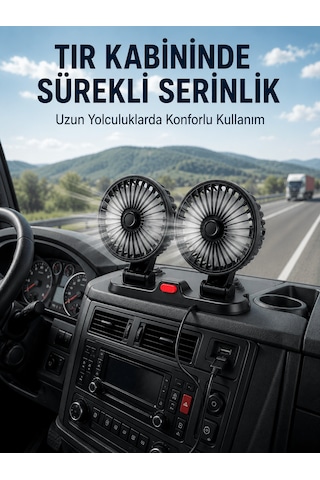 Çift Başlıklı Araç İçi Usb Vantilatör Soğutucu Fan Çokrenkli