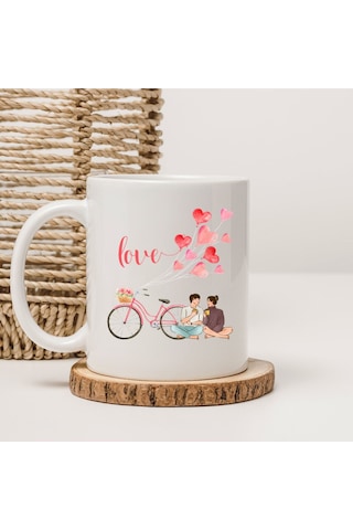 Love Baskılı Kupa Bardak Beyaz