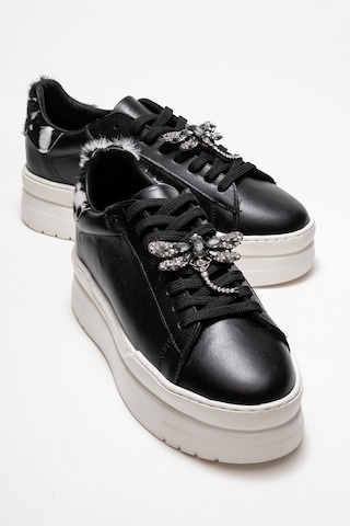 Luvishoes Luvi Shoes Laren Siyah Cilt Hakiki Deri Tokalı Kadın Günlük Spor Ayakkabı Siyah