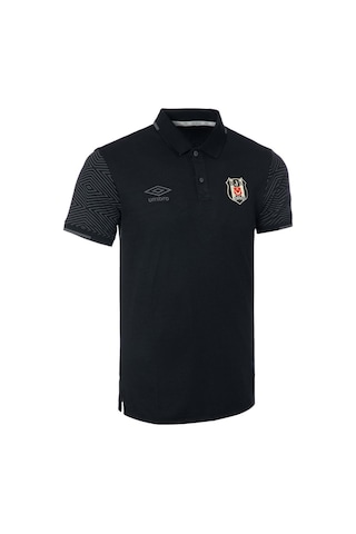 Beşiktaş Orijinal Lisanslı Polo Yaka Siyah Spor T-shirt SIYAH