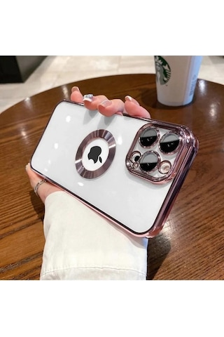 Apple Uyumlu iPhone 14 Promax Extra Kamera Korumalı Kamerası Cam Lensli Lazer Lüx Kılıf Kapak Tam Koruma Pembe