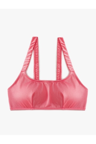 Koton Bralet Bikini Üstü Arkası Kopça Kapamalı Büzgü Detaylı Pedli Pembe 4sak10253mm