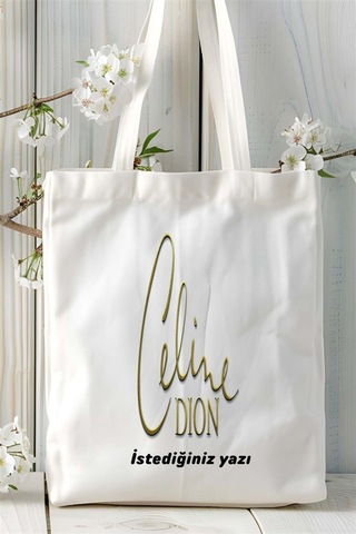 Art Hediye Celine Dion Baskılı Bez Çanta Kişiye Özel Model 1 Çok Renkli