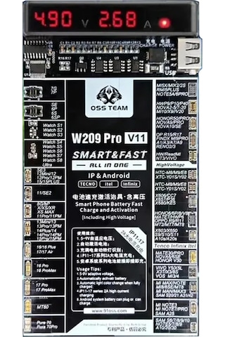 Oss Team W209 Pro V11 Akıllı Telefon Bataryası Hızlı Şarj Ve Aktivasyon Kartı iPhone Uyumlu 6-17 Pro Max/apple Watch/android Telefonlar İçin