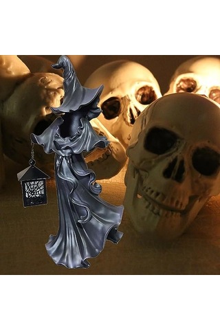 Eerie Holloween Atmosfer: Ev Veya Açık Dekor İçin Fener Yüzsüz Heykel İle Cadı Hayalet
