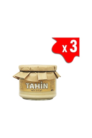 Laçoko Şekersiz Vegan İnce Öğütülmüş Susam Tahin Cam Kavanoz 3 x 275 G