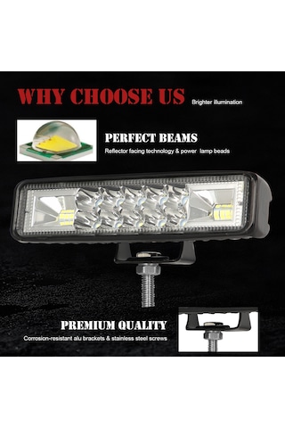 2 Adet 6 İnç Led Bölme Işık Çubuğu 60 W Led Çalışma K21064-2