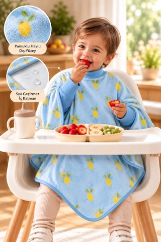 Reyo 6 Ay-6 Yaş Uzun Kollu Bebek Mama Önlüğü, Çocuk Aktivite Önlüğü, Pamuklu,su Geçirmez - Limon Sorbe