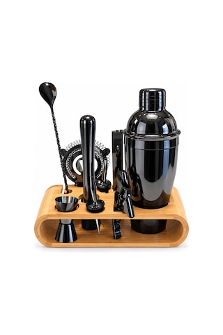 10 Parça Bambu Standlı Kokteyl Shaker Seti 700 Ml