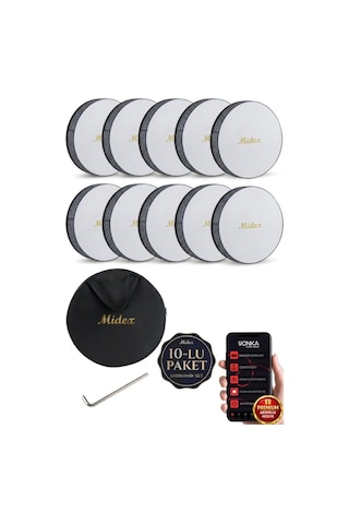 Midex Br-811x 10'lu Bendir Def Toptan Paket Akort Ayarlı El Tutma Oyuklu Çantalı