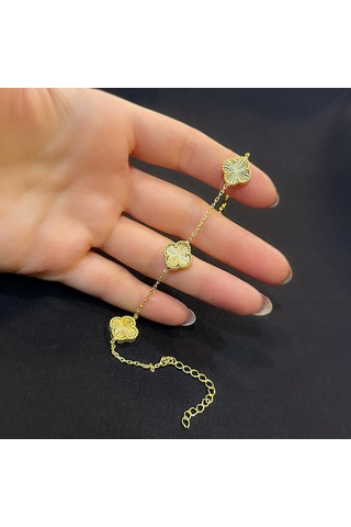 Stela Gold Renkli Yonca Gümüş Bileklik