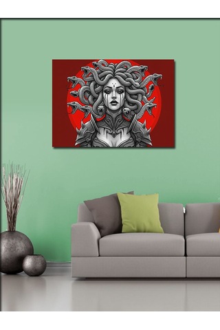 Kanvas Tablo Kırmızı Arka Planlı Medusa