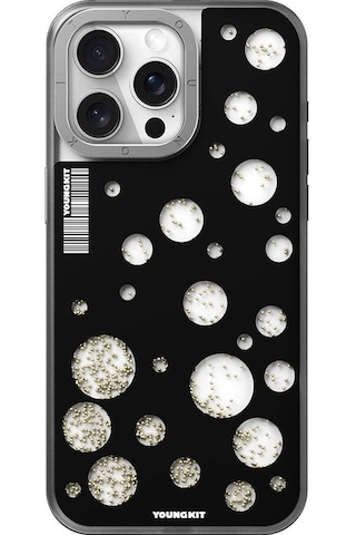 Apple Uyumlu iPhone 14 Pro Max Kılıf Magsafe Şarj Özellikli Youngkit Quicksand Beads Serisi Kapak Siyah
