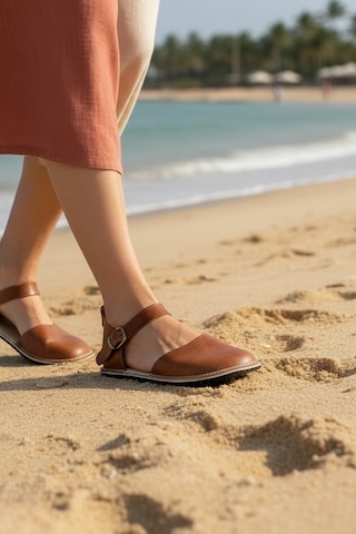 Bodhi Handcraft Kadın Barefoot Hakiki Deri Minimalist Günlük Sandalet El İmalatı Kahverengi