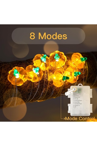 Pil İle Çalışan Balkabağı Işıkları, 16,4 Ft 50 Led Sonbahar Işıkları Dış Mekan Su Geçirmez, Turuncu Cadılar Bayramı Şükran Günü Işık Dizisi, İç Mekan Dekoru Çok Renkli