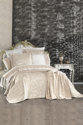 Çeyiz Diyarı Şal 10 Parça Battaniyeli Çeyiz Seti Bej Bej