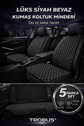 Fiat Egea Uyumlu 5 Parça Terletmez Kumaş Koltuk Minderi Siyah Beyaz