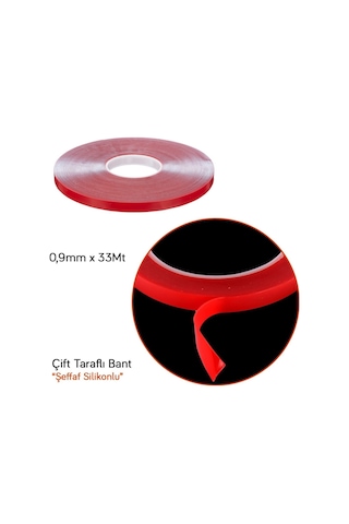 Nyf 0,9 Mm X 33 Mt Çift Taraflı Silikonlu Bant Şeffaf
