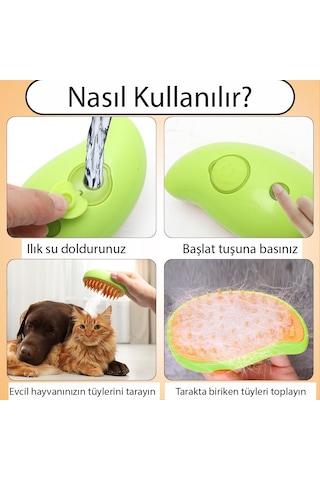 Buharlı Silikon Uçlu Kedi Ve Köpek Yıkama Fırçası Tarağı Evcil Hayvanlar İçin Masaj Etkili Derinlemesine Temizlik Sağlayan Pratik Bakım Aleti