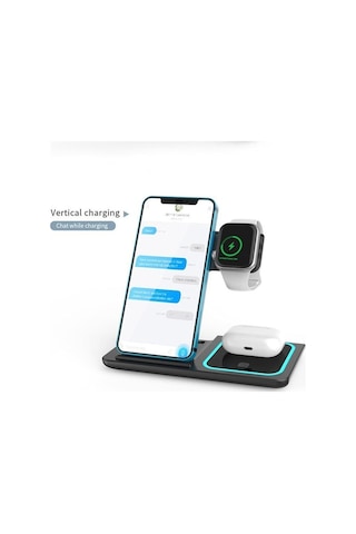 Novahub İphone Uyumlu, Airpods Ve İwatch İçin Hızlı Şarjlı Katlanabilir 3lü Kablosuz Şarj Cihazı - Kullanışlı Ve Güvenli Şarj Deneyimi